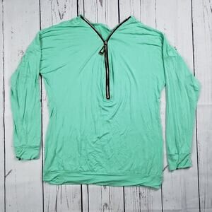 Greatrees Mint Green 1/4 Zip Lightweight Stretchy Top Women's Size Small